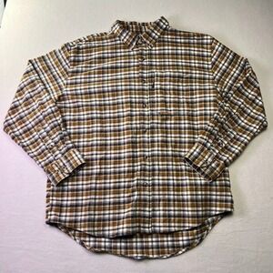 Drake Clothing‎ Company Flannel Shirt Mens XL Yellow Plaid Stretch Zipper